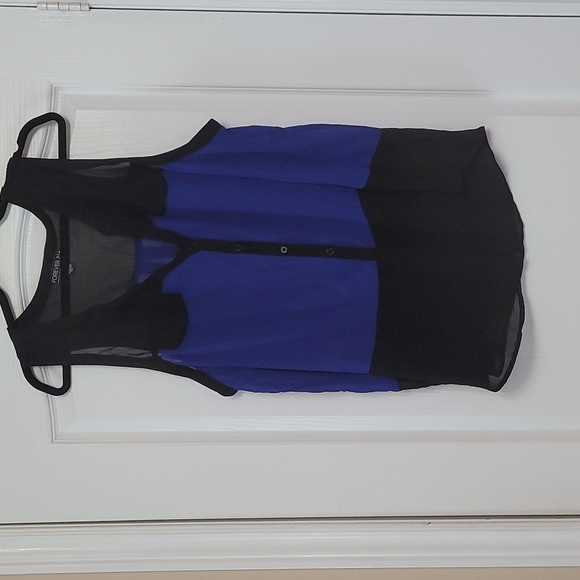 2/$15 3X BLUE+BLACK 100 % POLYESTER W/ FAKE POCKET DETAIL